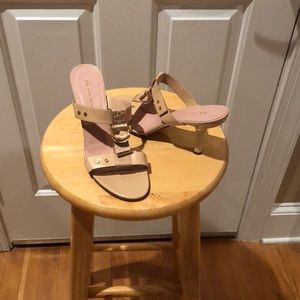 Anne Klein - Linen & Leather Sandals-3 Inch Heels
